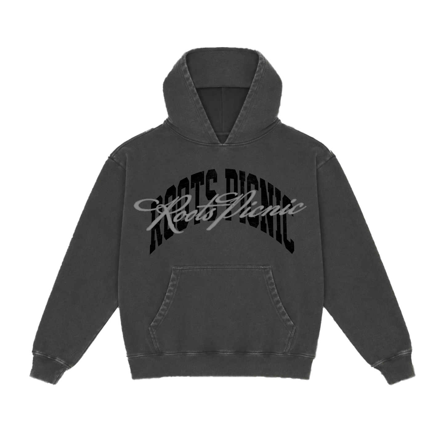 Roots Picnic Evergreen Double Logo Pigment Black Hoodie