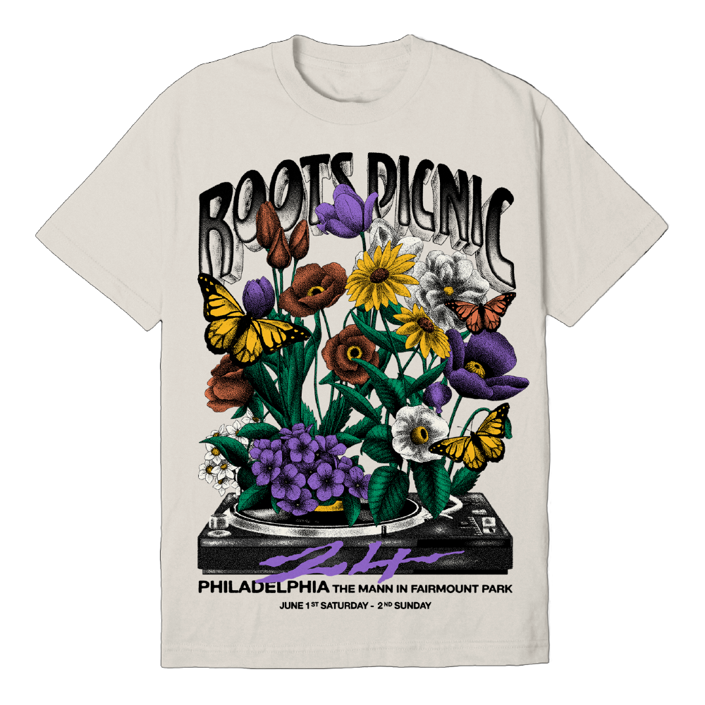 Roots Picnic 24 Flowers Ivory Tee