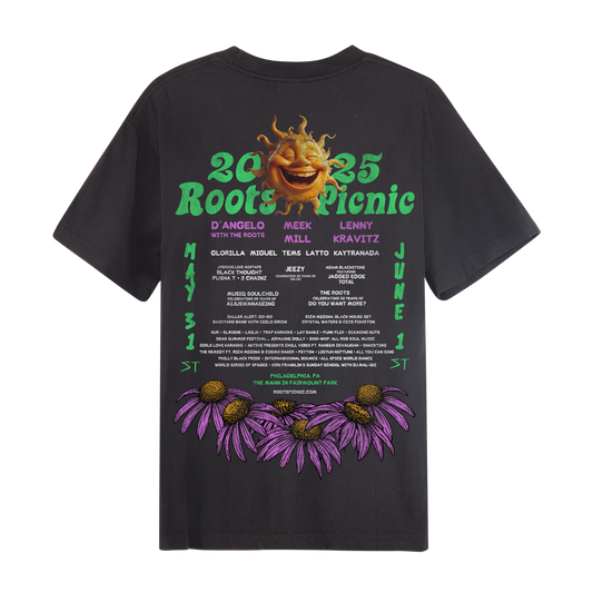 Roots Picnic 2025 On the Bridge Faded Black Lineup Tee