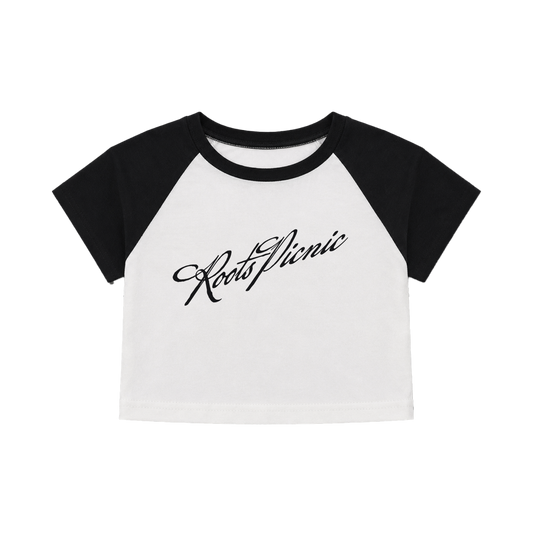 RP in Script Black and White Crop Top