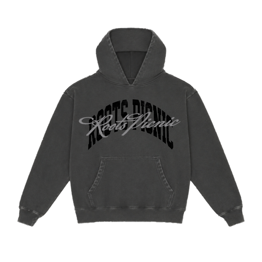 Roots Picnic Evergreen Double Logo Pigment Black Hoodie