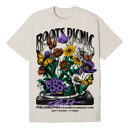 Roots Picnic 24 Flowers Ivory Tee