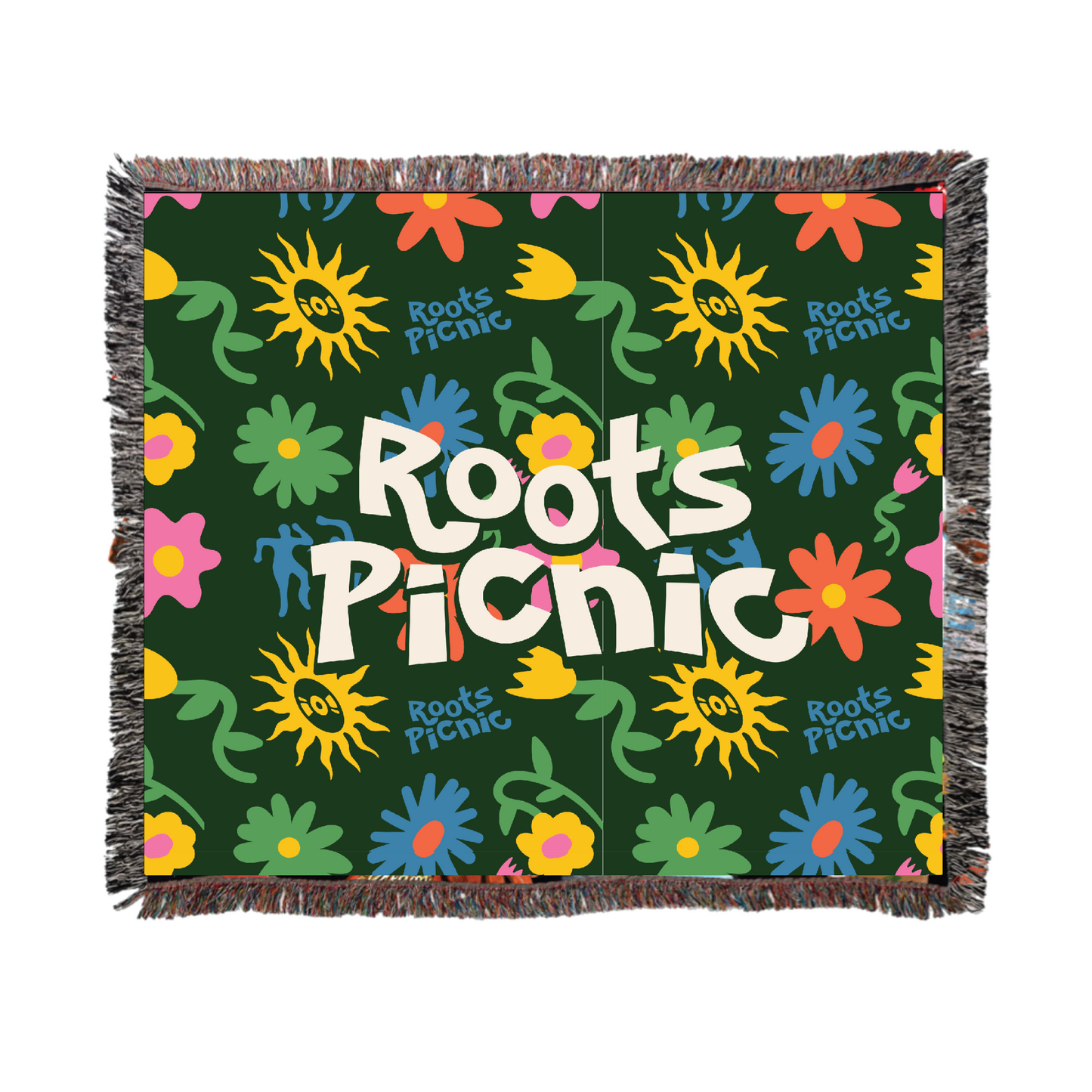 RP Florals Green Woven Blanket