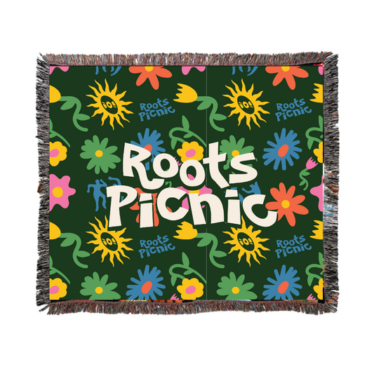 RP Florals Green Woven Blanket
