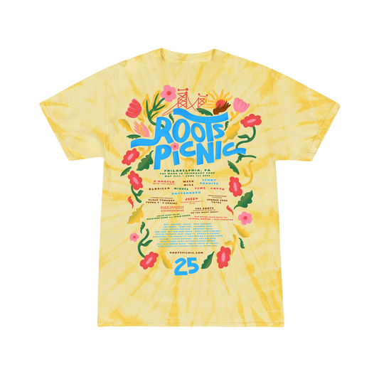 Roots Picnic 2025 Floral Yellow Tiedye Tee