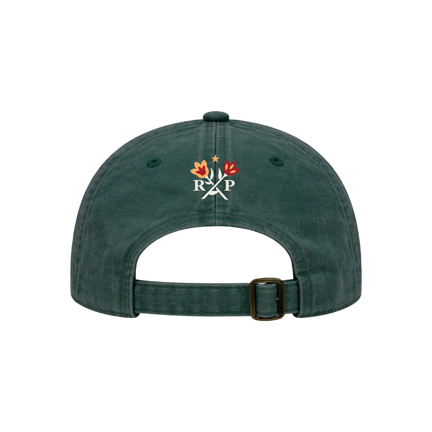 Roots Picnic Script Washed Green Dad Hat